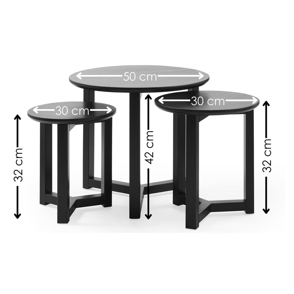Wooden Nest Of 3 Tables - Nidri