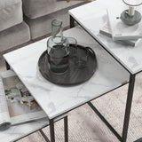 Wooden Nest of 3 Tables Square in Marble Effect - Velmora
