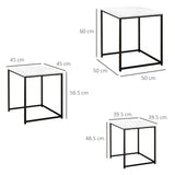 Wooden Nest of 3 Tables Square in Marble Effect - Velmora