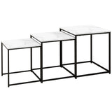 Wooden Nest of 3 Tables Square in Marble Effect - Velmora
