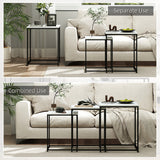 Wooden Nest of 3 Tables Square in Marble Effect - Velmora