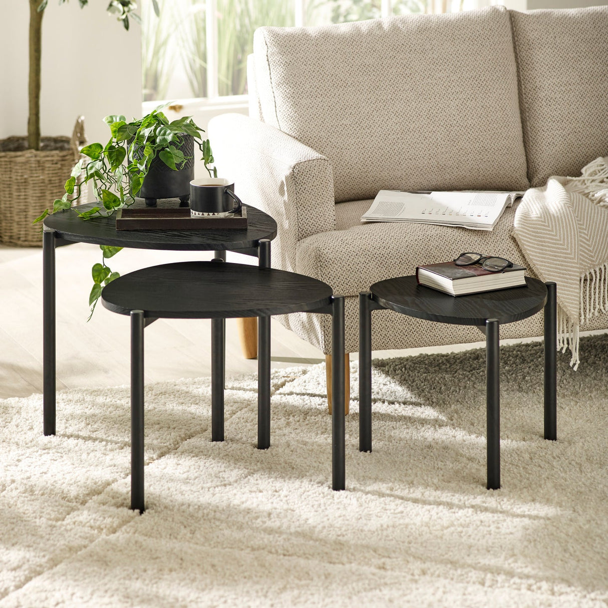Wooden Nest Of 3 Tables Teardrop - Lorette