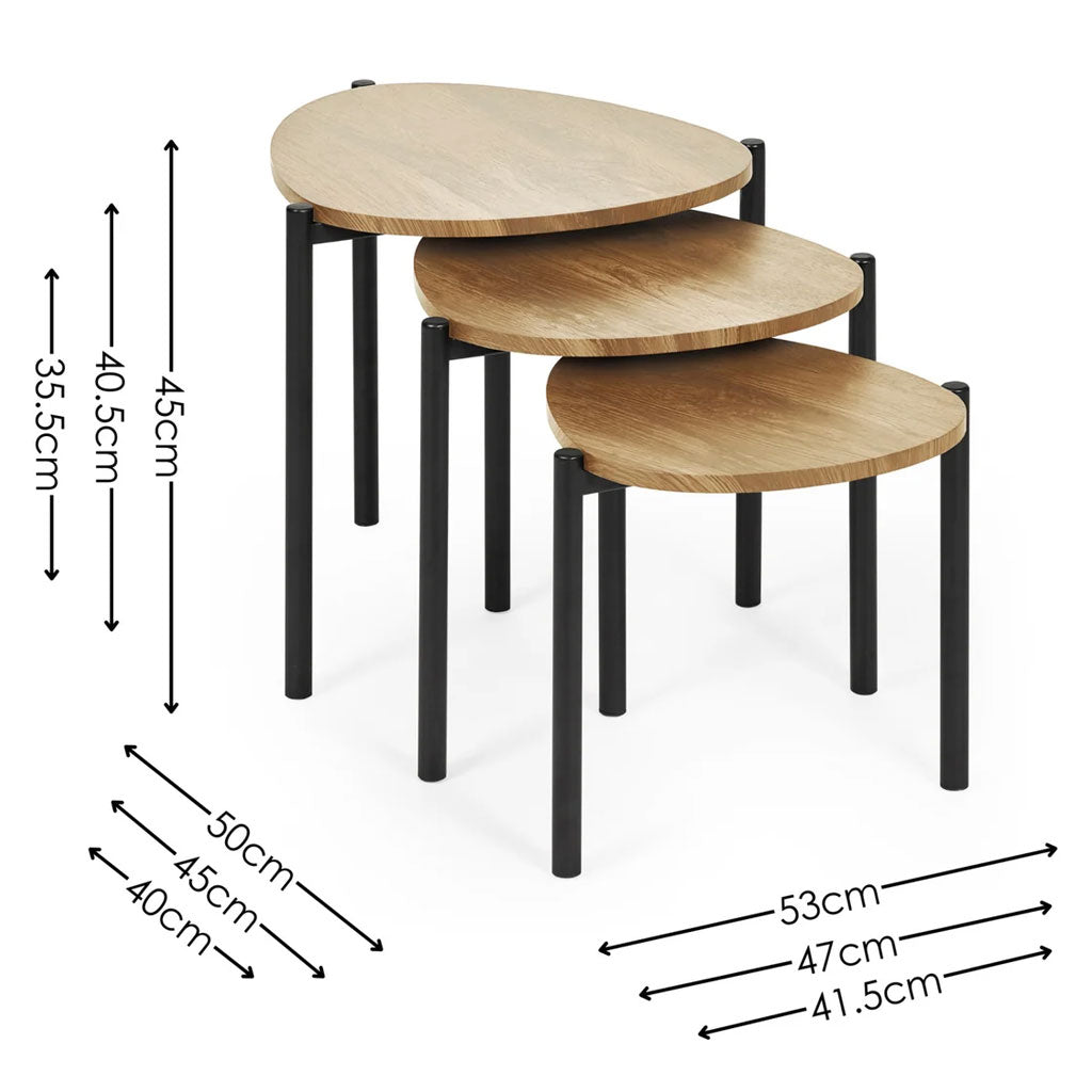 Wooden Nest Of 3 Tables Teardrop - Lorette