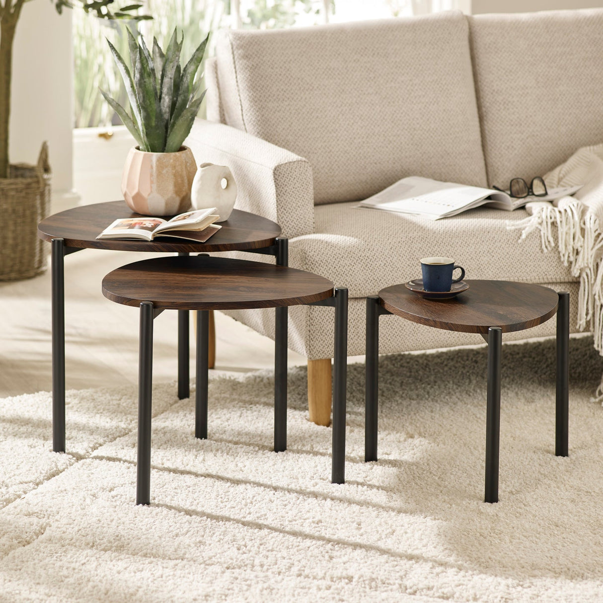 Wooden Nest Of 3 Tables Teardrop - Lorette