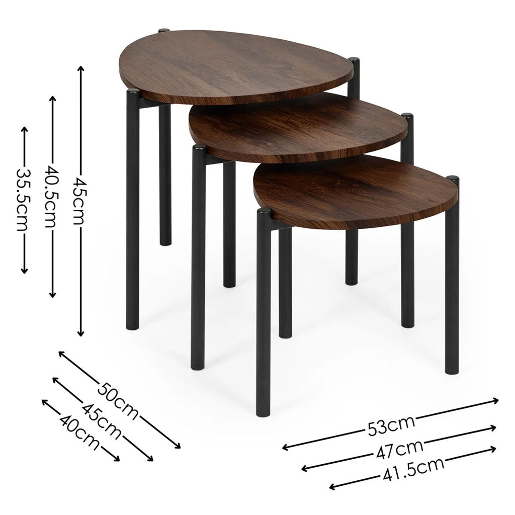 Wooden Nest Of 3 Tables Teardrop - Lorette