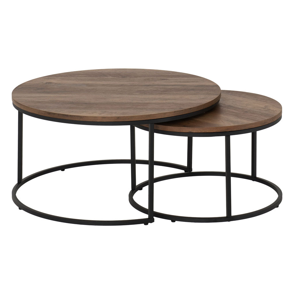 Wooden Nest Of Coffee Tables Round - Quebec