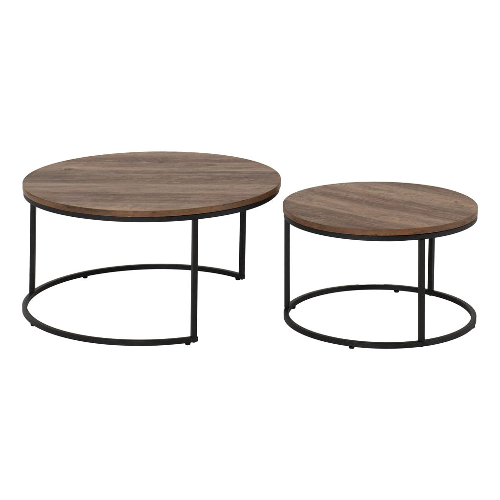 Wooden Nest Of Coffee Tables Round - Quebec