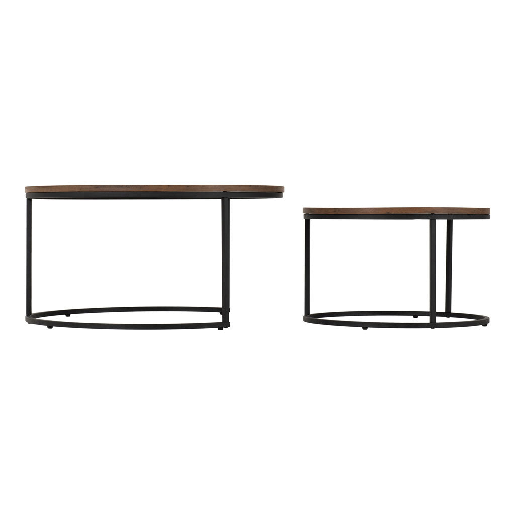 Wooden Nest Of Coffee Tables Round - Quebec