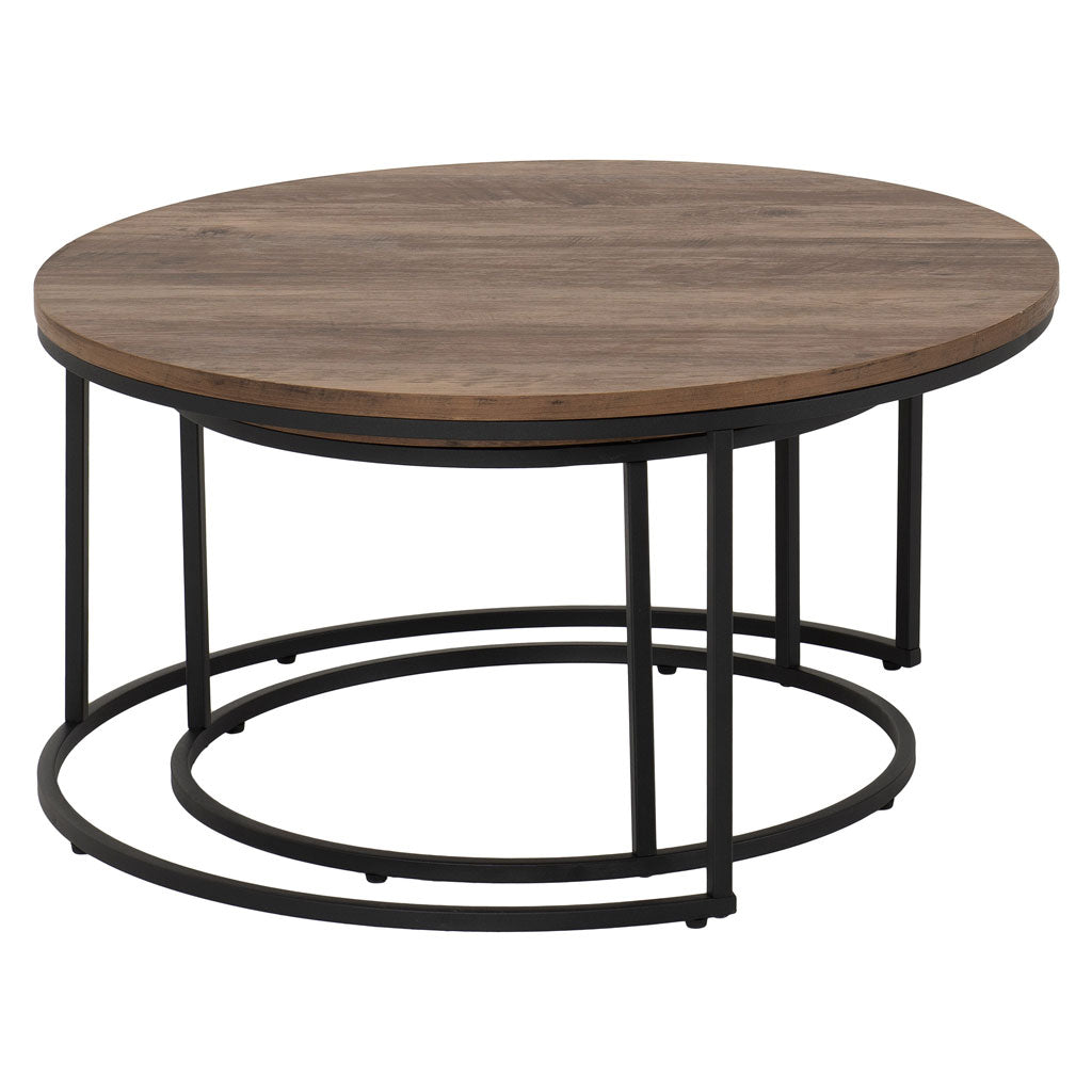 Wooden Nest Of Coffee Tables Round - Quebec