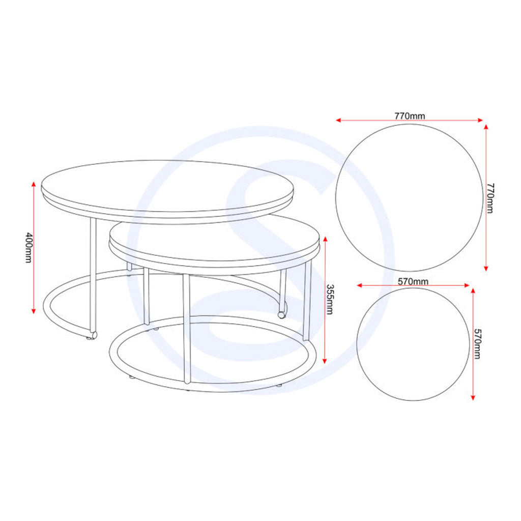 Wooden Nest Of Coffee Tables Round - Quebec