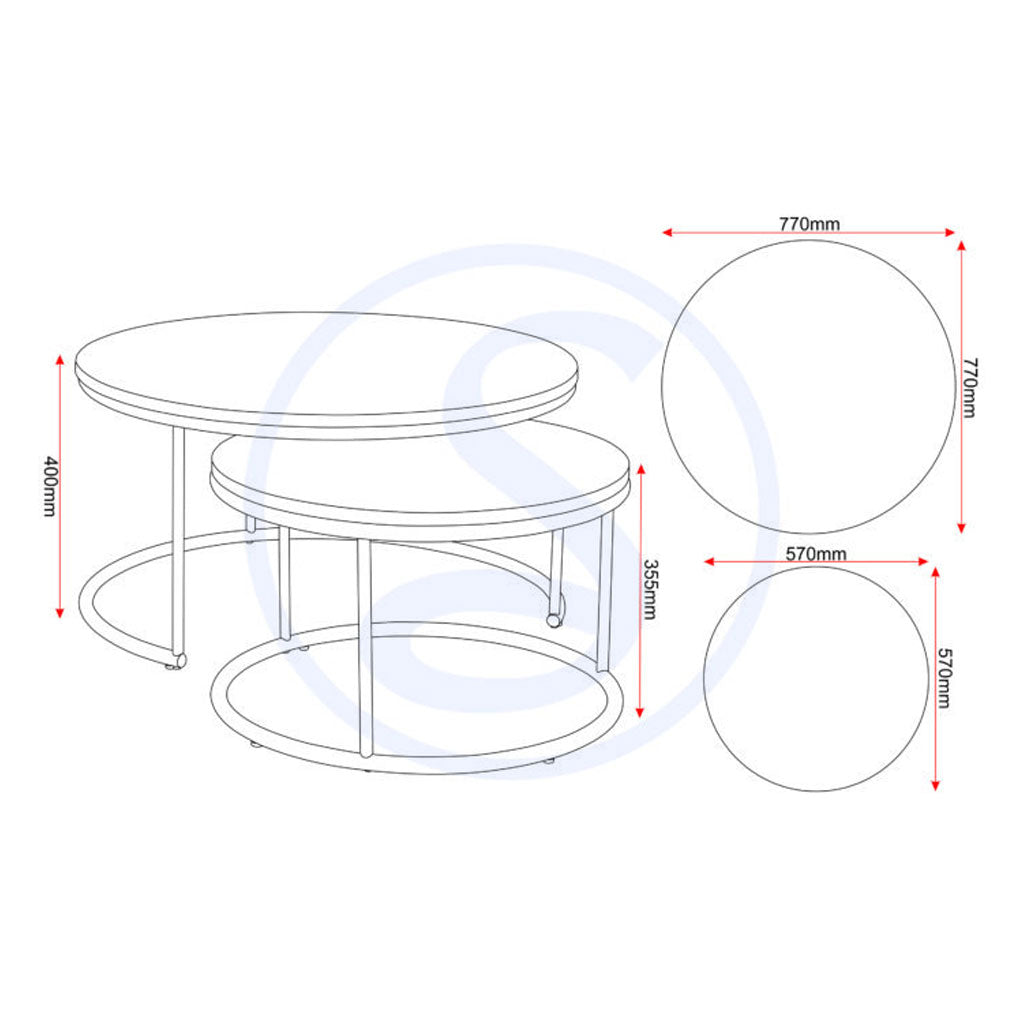 Wooden Nesting Coffee Tables Round - Athens