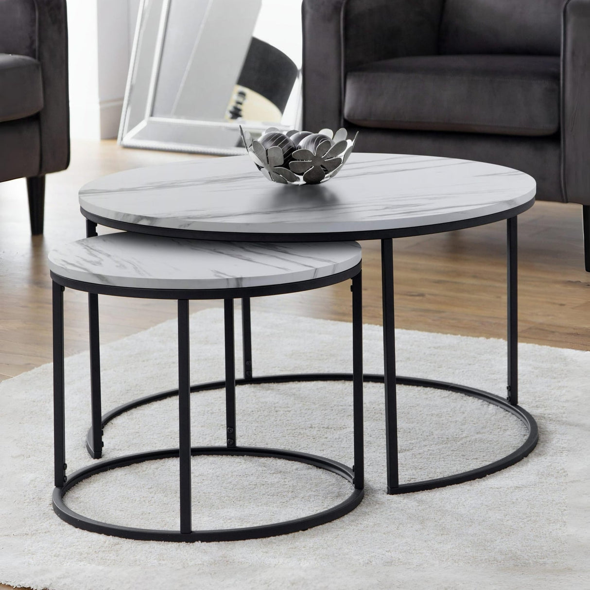 Wooden Nesting Coffee Tables Round - Bellini