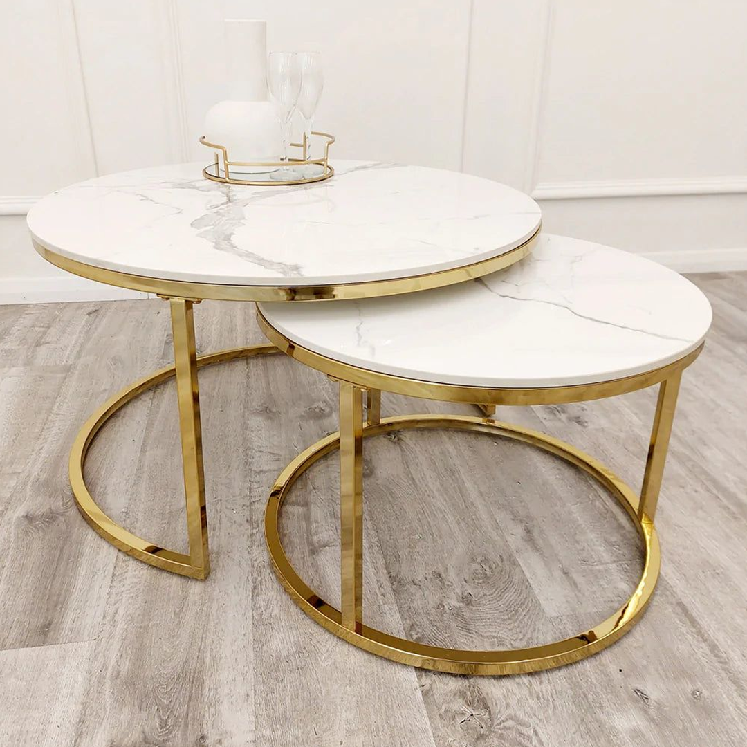 Wooden Nesting Coffee Tables Round - Casdira