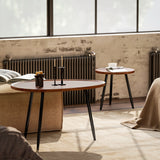 Wooden Nesting Coffee Tables Round in Set of  With Metal Legs - Velmora
