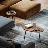 Wooden Nesting Coffee Tables Round in Set of  With Metal Legs - Velmora