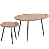 Wooden Nesting Coffee Tables Round in Set of  With Metal Legs - Velmora