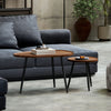 Wooden Nesting Coffee Tables Round in Set of  With Metal Legs - Velmora