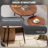 Wooden Nesting Coffee Tables Round in Set of  With Metal Legs - Velmora