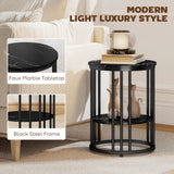 Wooden Nesting Coffee Tables Round in Set of 2 With Under Shelf - Velmora