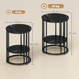 Wooden Nesting Coffee Tables Round in Set of 2 With Under Shelf - Velmora