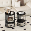 Wooden Nesting Coffee Tables Round in Set of 2 With Under Shelf - Velmora