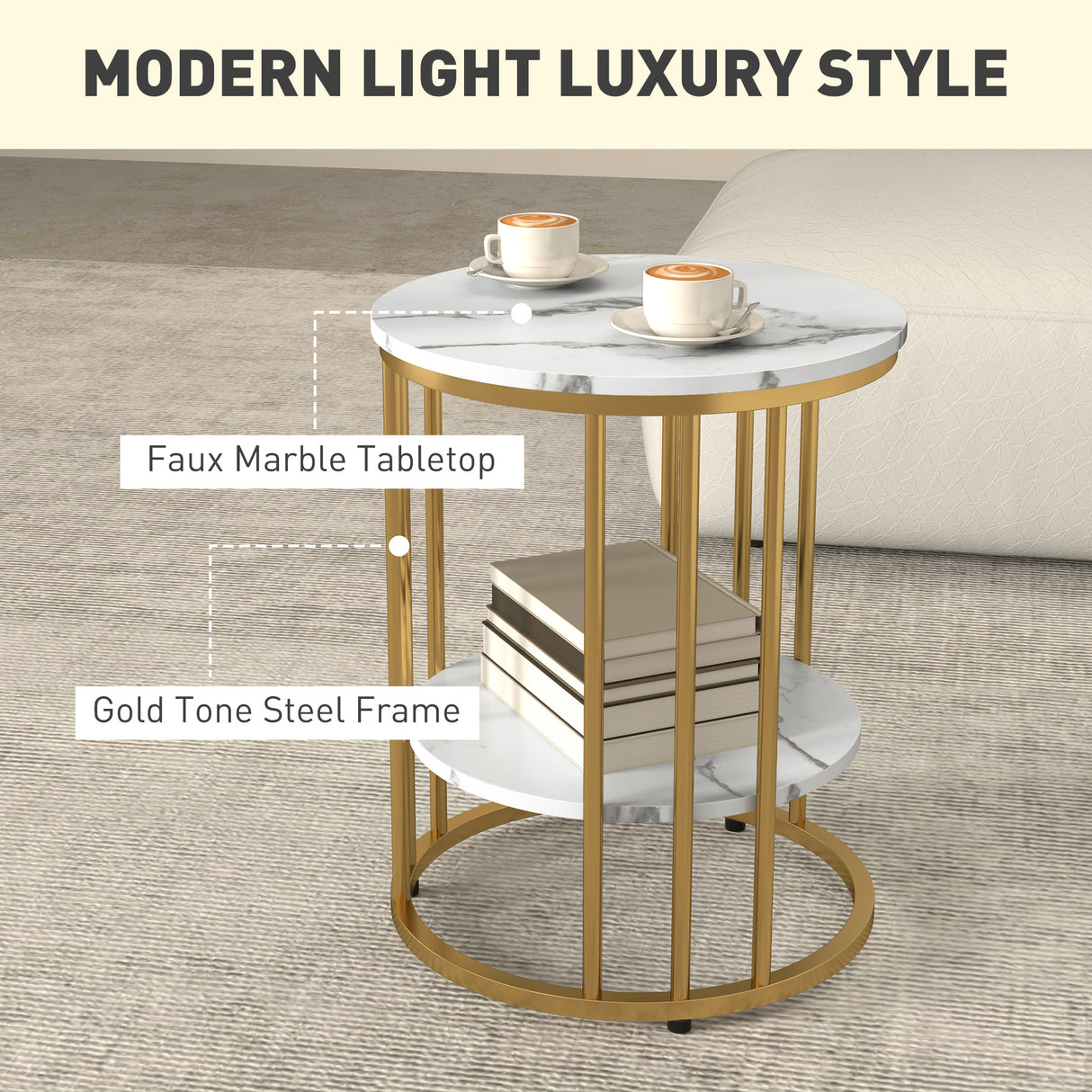 Wooden Nesting Coffee Tables Round in Set of 2 With Under Shelf - Velmora