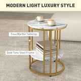 Wooden Nesting Coffee Tables Round in Set of 2 With Under Shelf - Velmora