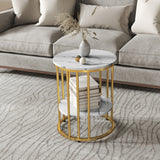 Wooden Nesting Coffee Tables Round in Set of 2 With Under Shelf - Velmora