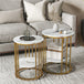 Wooden Nesting Coffee Tables Round in Set of 2 With Under Shelf - Velmora