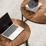 Wooden Nesting Coffee Tables Round in Set of 2 - Velmora