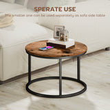 Wooden Nesting Coffee Tables Round in Set of 2 - Velmora