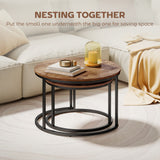 Wooden Nesting Coffee Tables Round in Set of 2 - Velmora