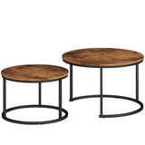 Wooden Nesting Coffee Tables Round in Set of 2 - Velmora