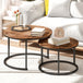 Wooden Nesting Coffee Tables Round in Set of 2 - Velmora