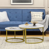 Wooden Nesting Coffee Tables Round in Set of 2 - Velmora