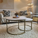 Wooden Nesting Coffee Tables Round in Set of 2 - Velmora