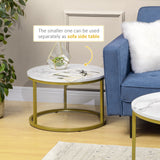 Wooden Nesting Coffee Tables Round in Set of 2 - Velmora