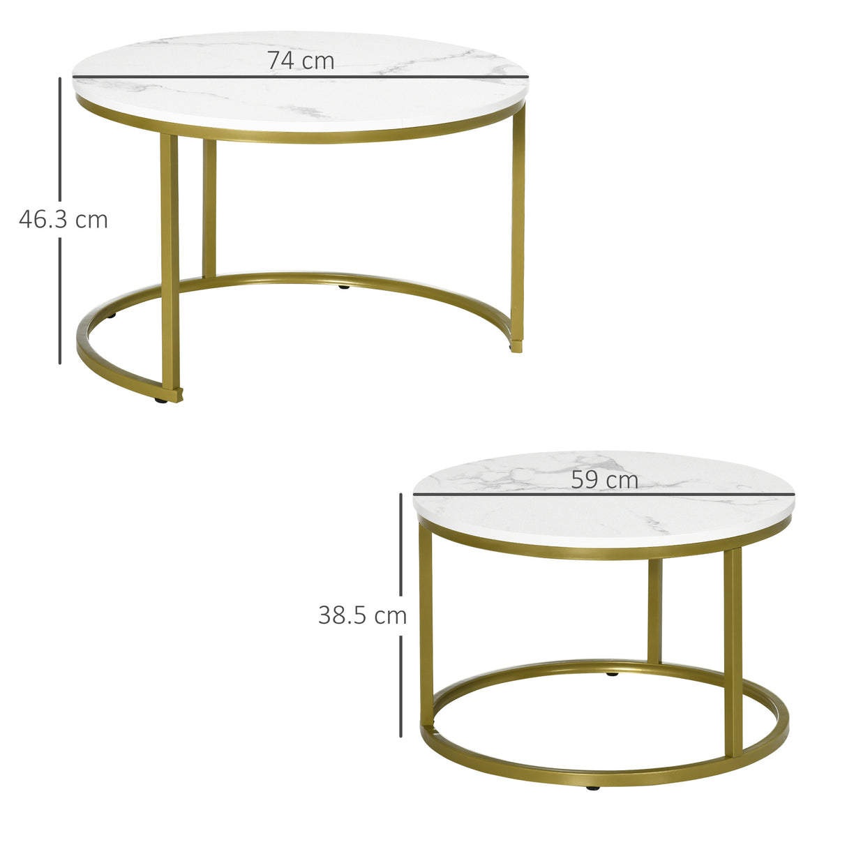 Wooden Nesting Coffee Tables Round in Set of 2 - Velmora