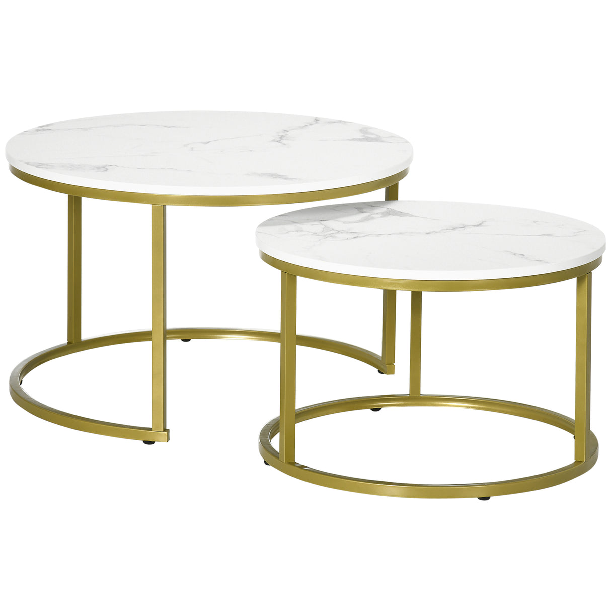 Wooden Nesting Coffee Tables Round in Set of 2 - Velmora