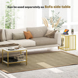 Wooden Nesting Coffee Tables in Set of 2 in Marble Effect - Velmora