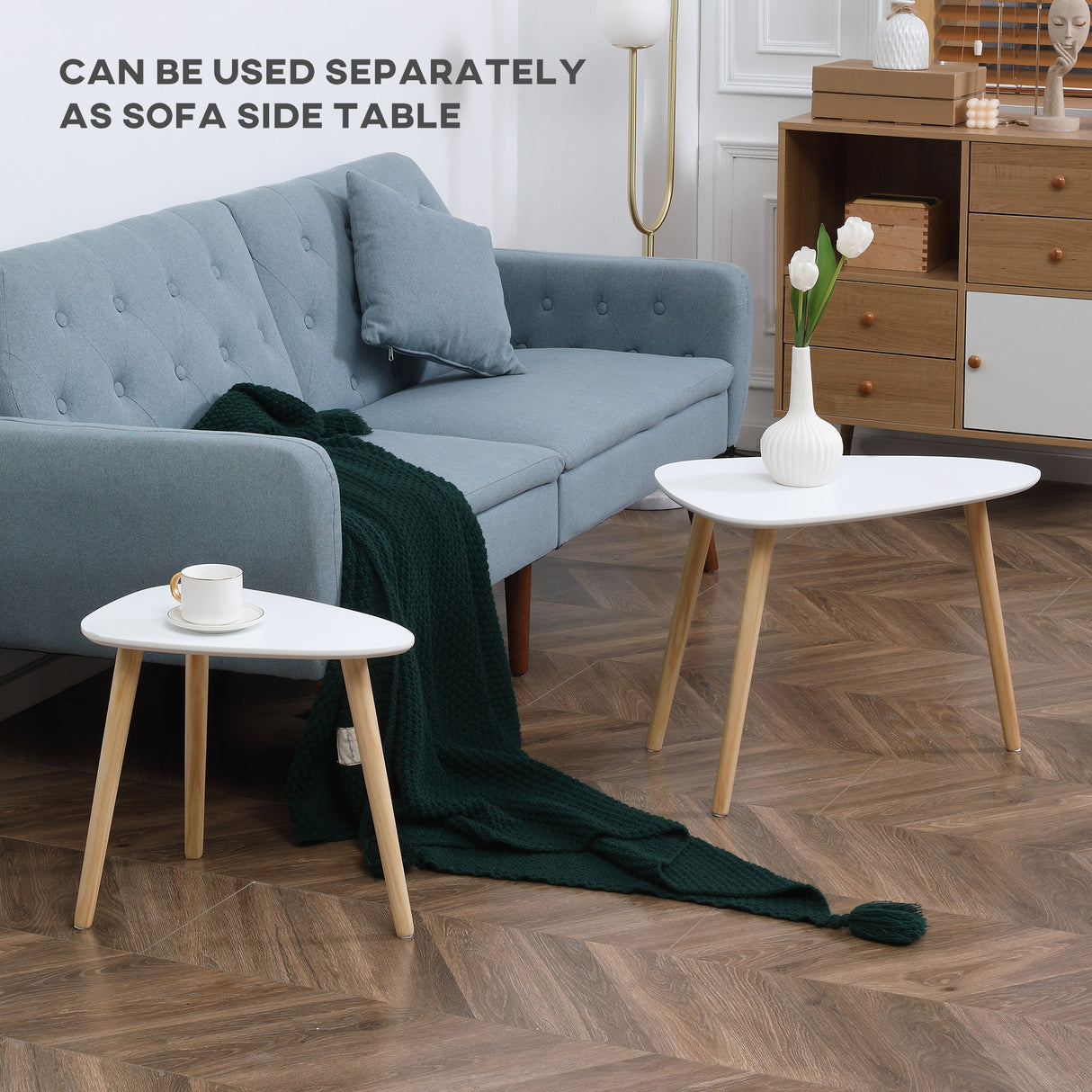 Wooden Nesting Coffee Tables in Set of 2 With Solid Wood Legs - Velmora