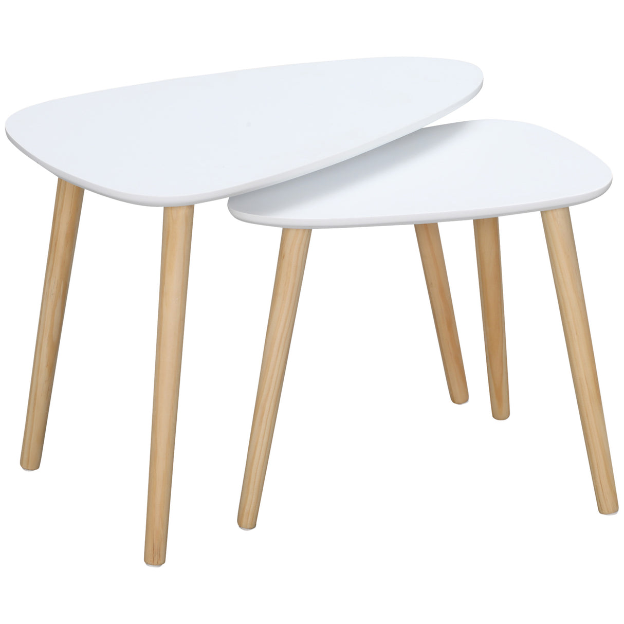 Wooden Nesting Coffee Tables in Set of 2 With Solid Wood Legs - Velmora