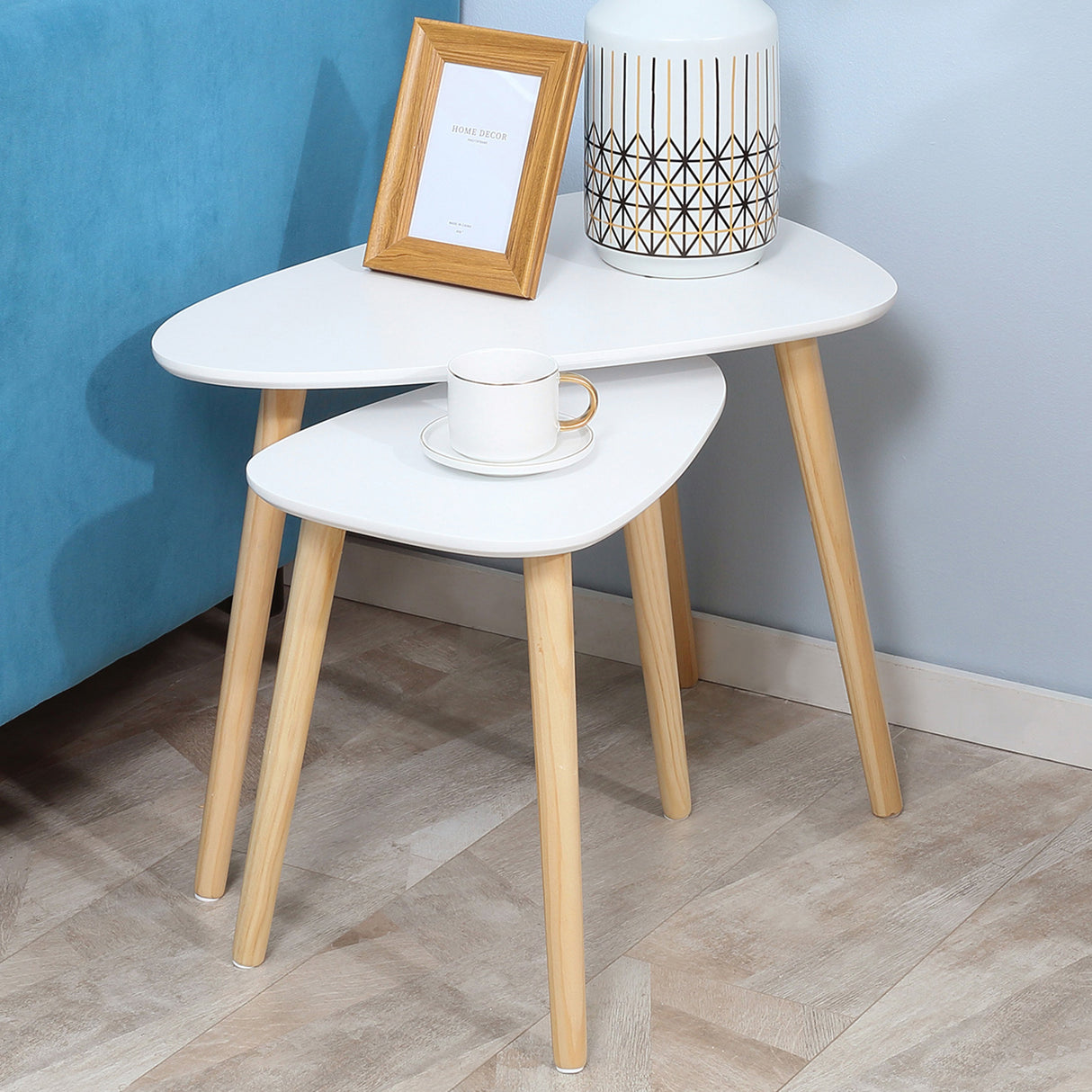 Wooden Nesting Coffee Tables in Set of 2 With Solid Wood Legs - Velmora