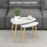 Wooden Nesting Coffee Tables in Set of 2 With Solid Wood Legs - Velmora