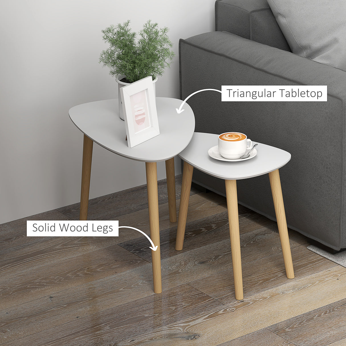 Wooden Nesting Coffee Tables in Set of 2 With Solid Wood Legs - Velmora
