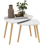 Wooden Nesting Coffee Tables in Set of 2 With Solid Wood Legs - Velmora
