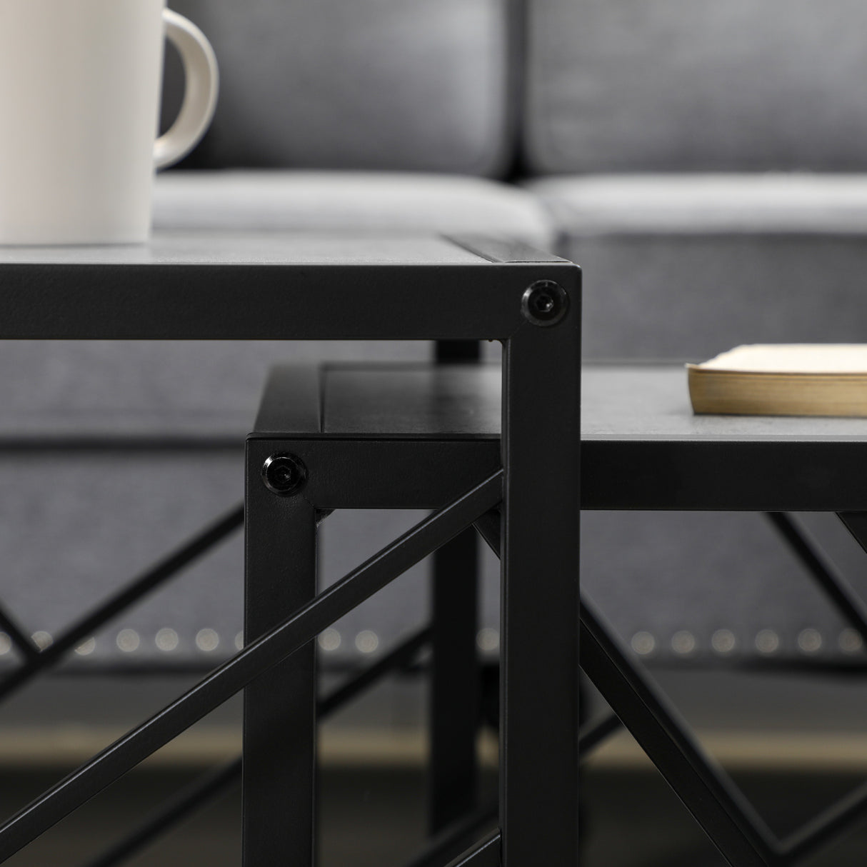 Wooden Nesting Coffee Tables Square in Set of 3 - Velmora