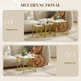 Wooden Nesting Coffee Tables Square in Set of 3 - Velmora