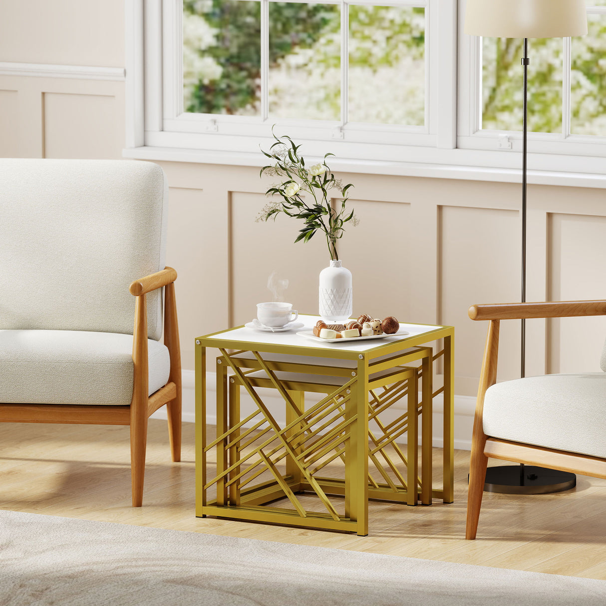 Wooden Nesting Coffee Tables Square in Set of 3 - Velmora