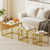 Wooden Nesting Coffee Tables Square in Set of 3 - Velmora